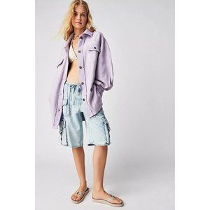 FREE PEOPLE Ruby Shacket Jacket Sz XL Ethereal Purple Lupine